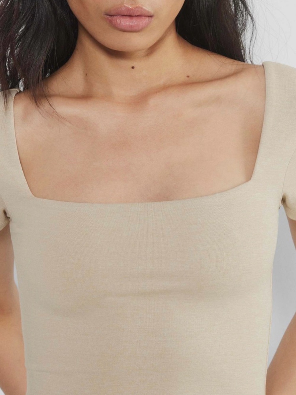 Aritzia contour aritzia bodysuit short sleeve heather oat beige small new
